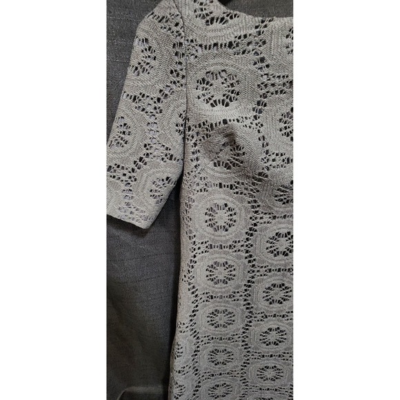 ADRIANA PAPELL Gray Embroidered Shift Dress Cutout Business Casual Lined Sz 4 - Picture 2 of 10